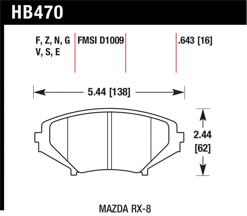 HAWK HP+ Brake Pad Sets - Hawk 04-09 RX8 HP+ Street Front Brake Pads (D1009)