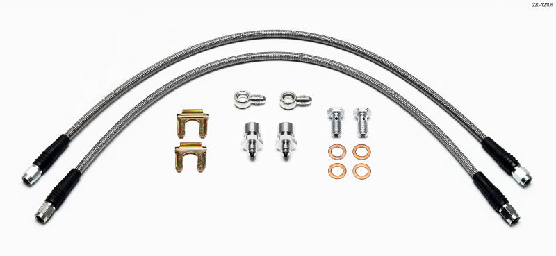WIL Flexline Brake Hose - Wilwood Flexline Kit D52 Caliper 22in w/ Banjo 10mm -3/8-24 Chassis