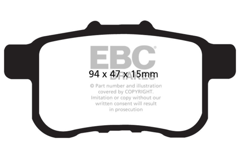EBC Yellowstuff Brake Pad Sets - EBC 09-14 Acura TSX 2.4 Yellowstuff Rear Brake Pads