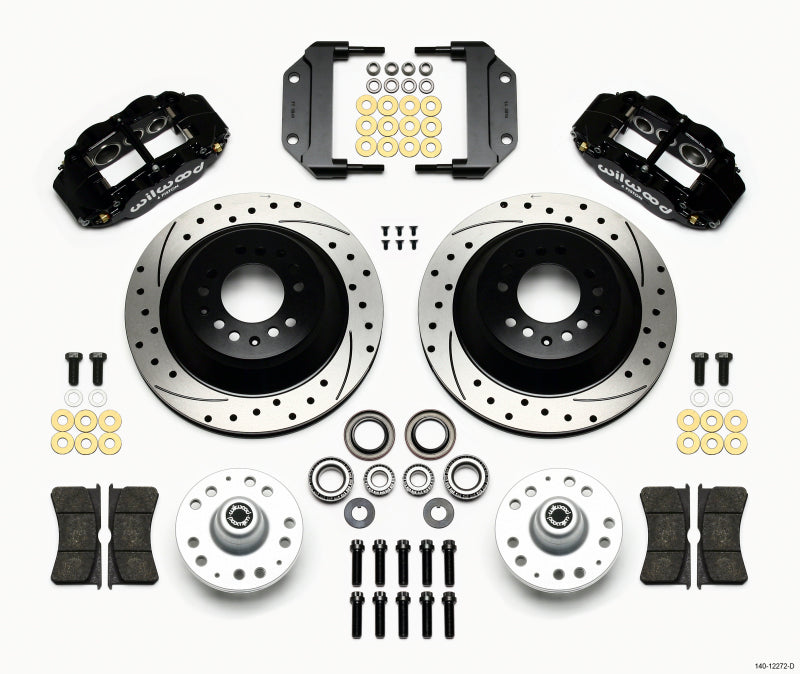 WIL Superlite Brake Kit - Wilwood Narrow Superlite 6R Front Hub & 1PC Rtr Kit 12.88in Drilled Magnum Force Drop Spindle