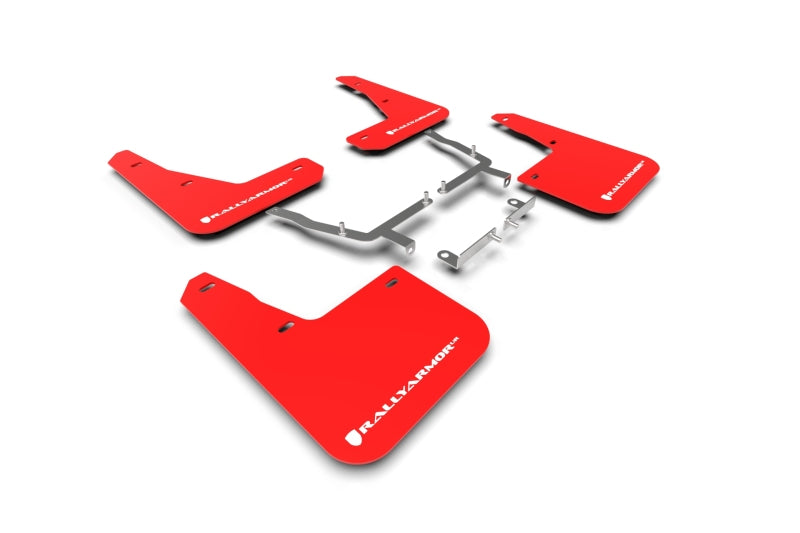RAL UR Red Flap/Wht Logo - Rally Armor 19-25 Ford Focus ST MK4 Red UR Mud Flap w/White Logo
