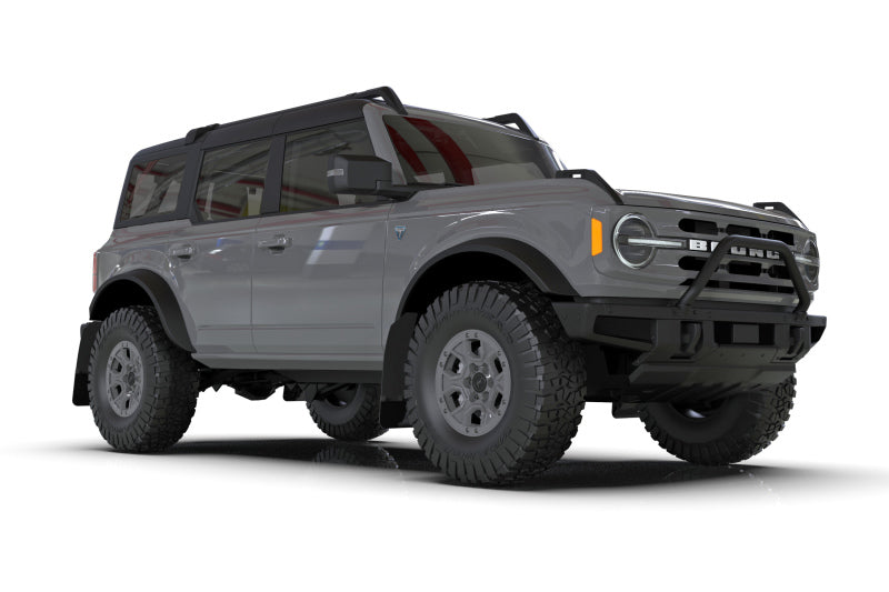 RAL Hybrid Blk Flap/Blue - Rally Armor 21-25 Ford Bronco (Plstc Bmpr + RR - NO Rptr/Sprt) Blk Mud Flap w/Area Blue Logo