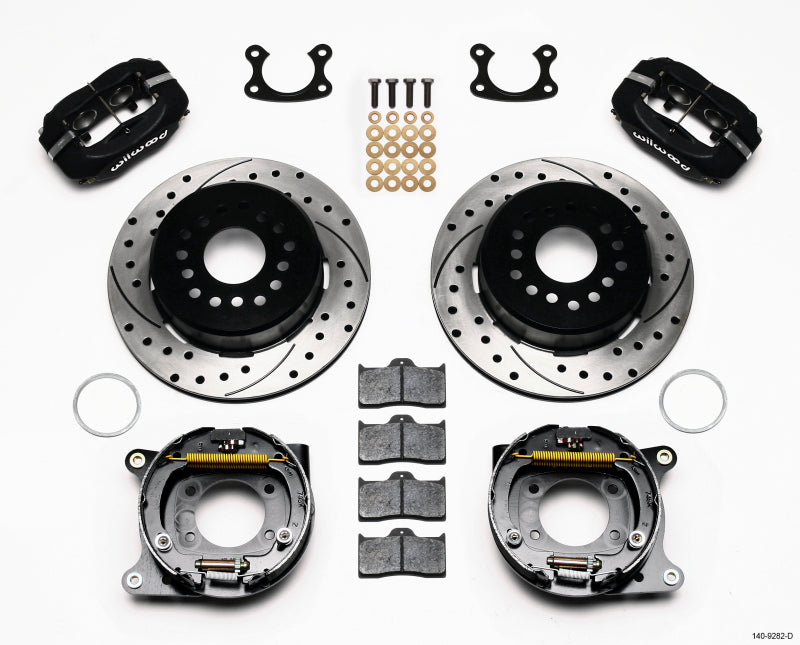 WIL Dynalite Brake Kit - Wilwood Forged Dynalite P/S Park Brake Kit Drilled Small Ford 2.50in Offset