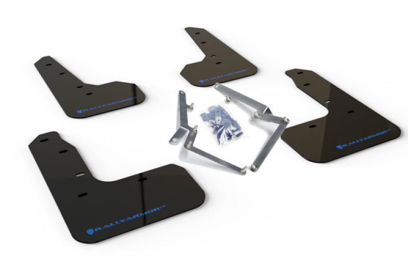 RAL UR Blk Flap/Blue Logo - Rally Armor 17-21 Honda Civic Sport/Sport Touring Black UR Mud Flap w/Blue Logo