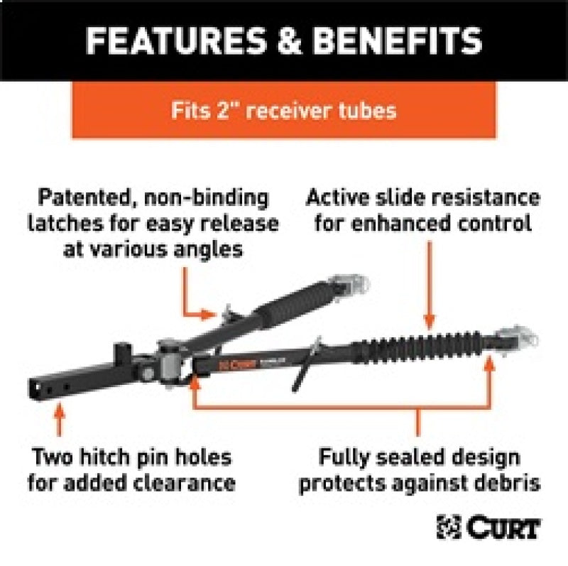 ROK Towing Solutions - RockJock Curt Rambler Steel RV Tow Bar 7500lbs 2in Shank