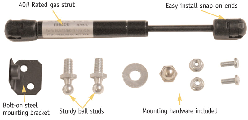 TFY Gas Spring Kits - Tuffy Gas Spring Kit W/Mounting
