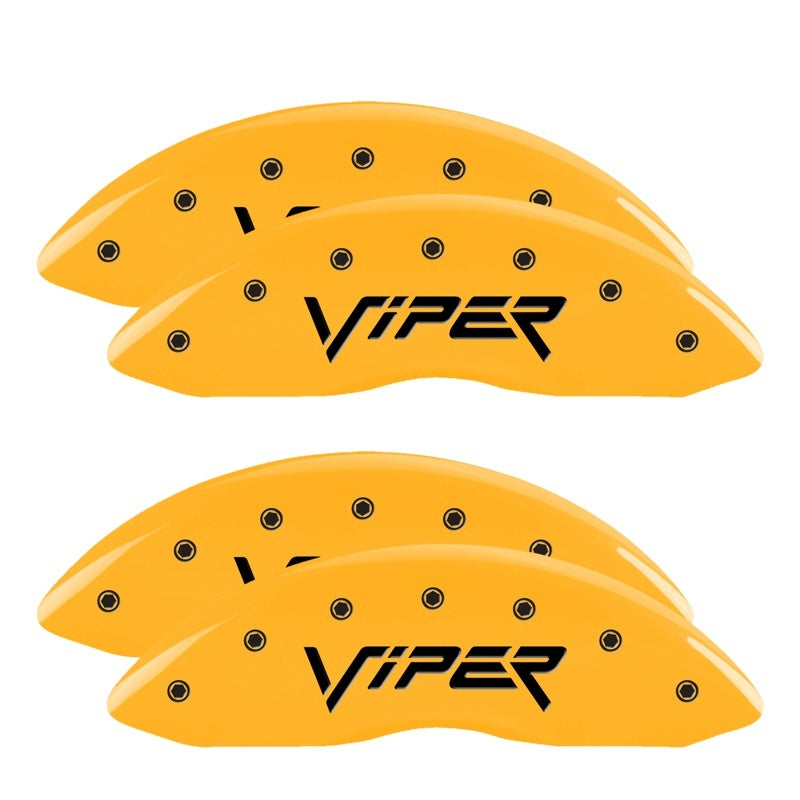 MGP Caliper Covers 4 Logo - MGP 4 Caliper Covers Engraved Front & Rear Gen 2/Viper Yellow Finish Black Ch