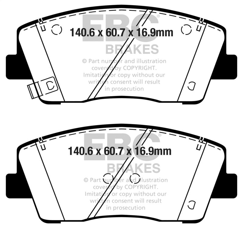 EBC Ultimax2 Brake Pad Sets - EBC 19+ Genesis G70 2.0L Turbo Ultimax Front Brake Pads