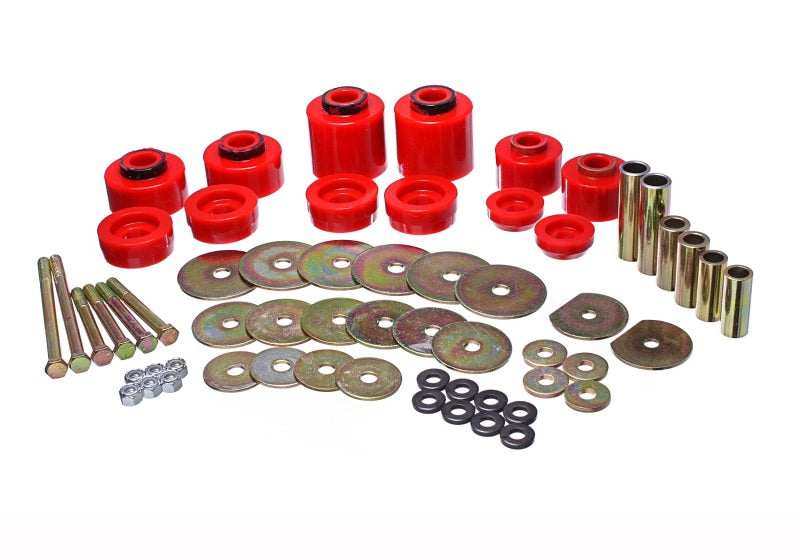ES Body Mounts - Red - Energy Suspension 80-96 Ford F-150/250/350 Red Body Mount Set Includes Hardware