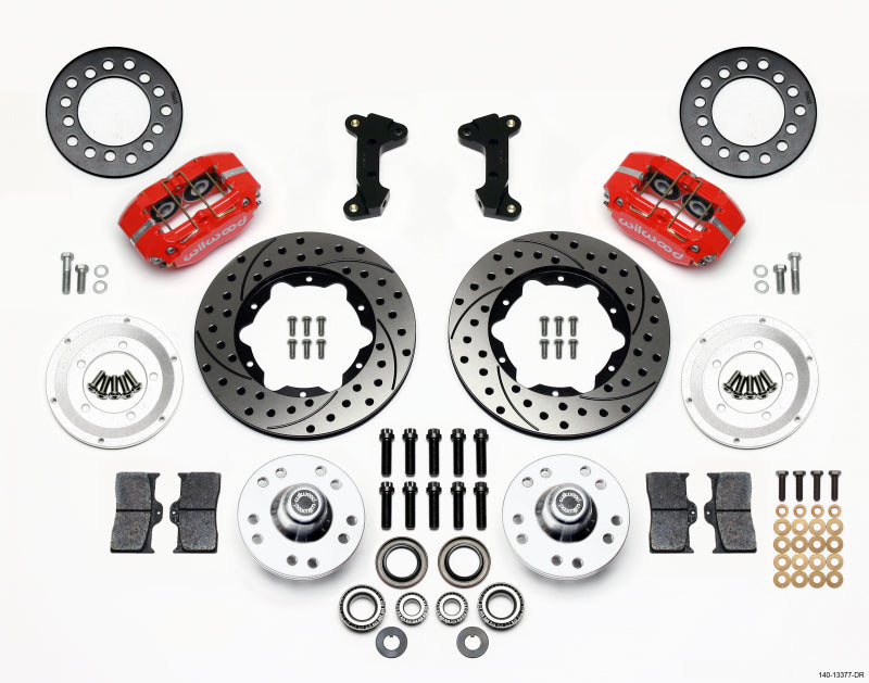 WIL Dynapro Brake Kit - Wilwood Dynapro Dust-Boot Front Kit 11.00in Drilled-Red 74-80 Pinto/Mustang II Disc Spindle only
