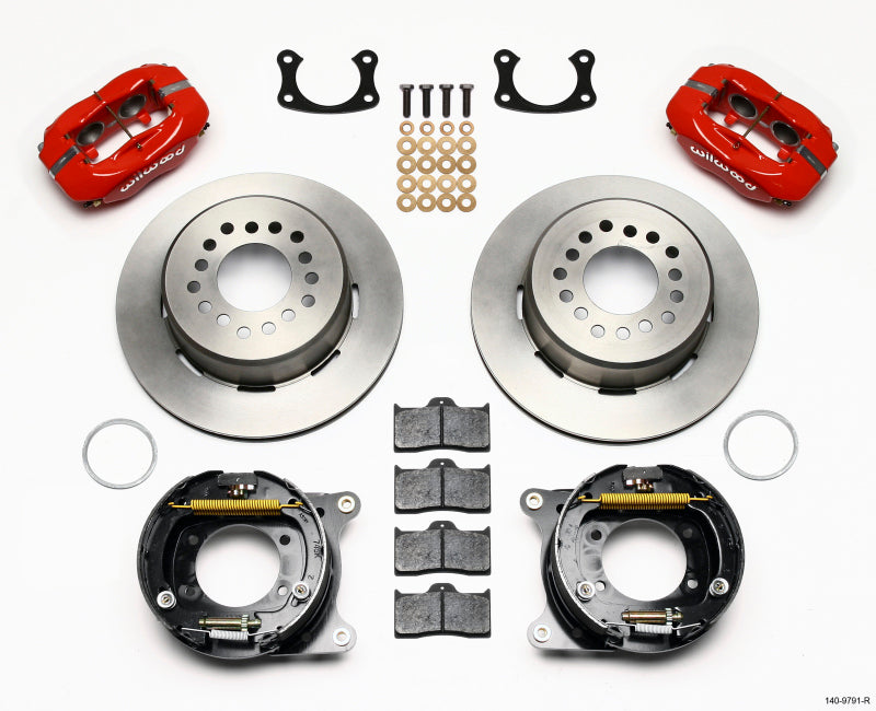 WIL Dynalite Brake Kit - Wilwood Forged Dynalite P/S Park Brake Kit Red New Big Ford 2.50in Offset Front Caliper Mount