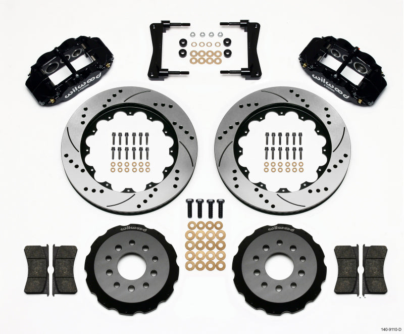 WIL Superlite Brake Kit - Wilwood Narrow Superlite 6R Front Hat Kit 14.00in Drilled 2005-2014 Mustang