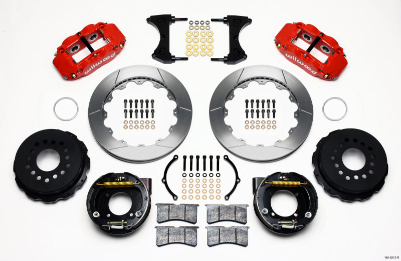 WIL Superlite Brake Kit - Wilwood Narrow Superlite 4R Rear P-Brk Kit 12.88in Red Chevy 12 Bolt w/ C-Clips