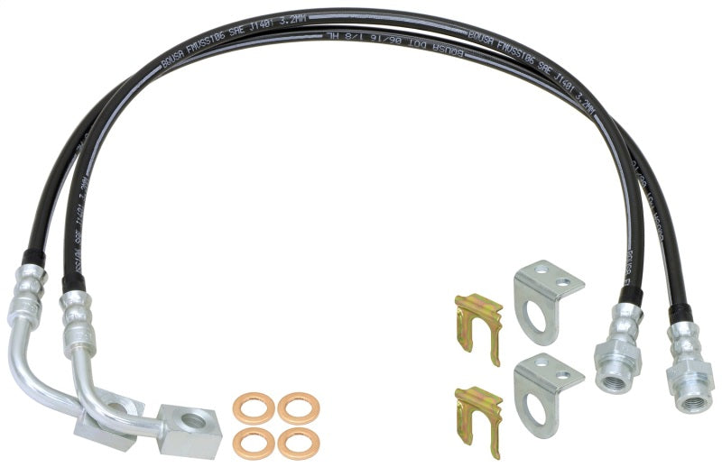 ROK Brake Hose Kits - RockJock JK Braided Brake Hose Kit 23.5in Long