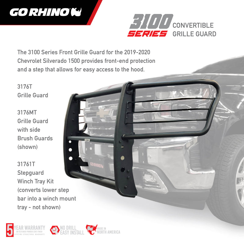 GOR Step Guard - 3000 -Tex Blk - Go Rhino 19-20 Chevrolet Silverado 1500 3000 Extreme Series StepGuard - Textured Black