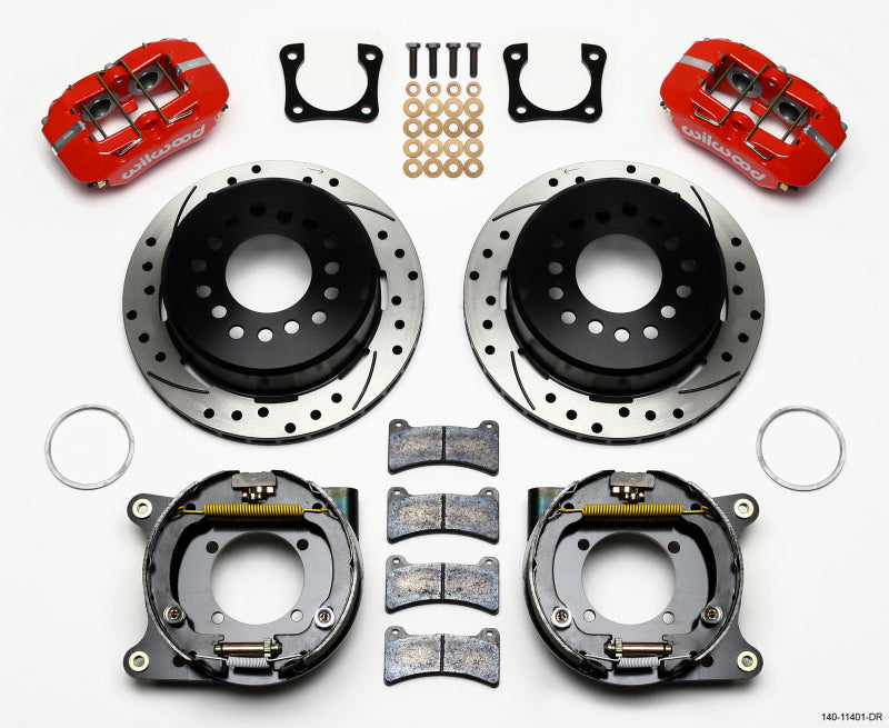 WIL Dynapro Brake Kit - Wilwood Dynapro Low-Profile 11.00in P-Brake Kit Drill-Red Chevy 12 Bolt Spcl 2.81in Offset