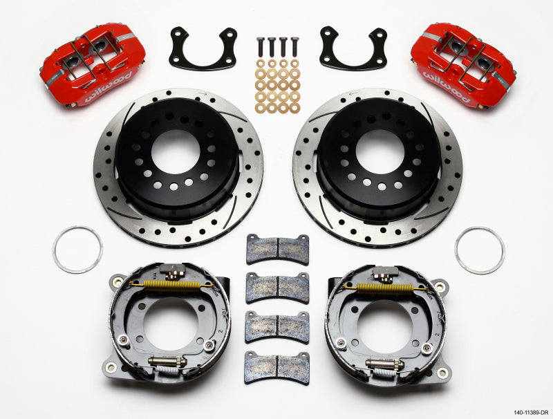 WIL Dynapro Brake Kit - Wilwood Dynapro Low-Profile 11.00in P-Brake Kit Drill-Red New Big Ford 2.50in Offset