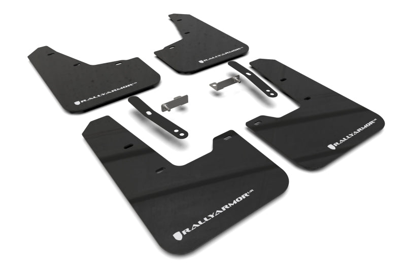 RAL Classic Blk Flap/Wht Logo - Rally Armor 23-25 Kia Niro SG2 Black UR Mud Flap White Logo