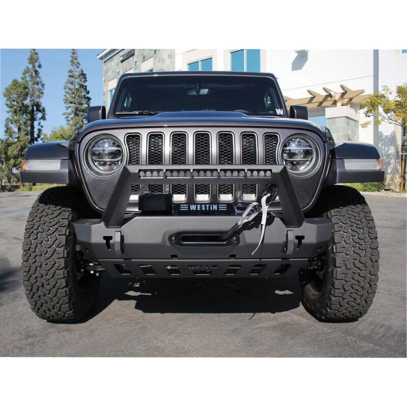 WES Snyper Stubby Bumpers - Westin 18-19 Jeep Wrangler JL WJ2 Stubby Front Bumper - Textured Black