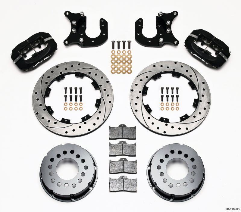 WIL Dynalite Brake Kit - Wilwood Forged Dynalite P/S Rear Kit Drilled Rotor Mopar-Dana 2.36in Offset