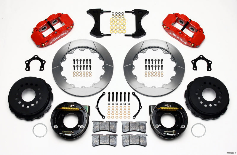 WIL Superlite Brake Kit - Wilwood Narrow Superlite 4R Rear P-Brk Kit 12.88in Red Mopar/Dana 2.36in Off w/Snap Ring Bearing