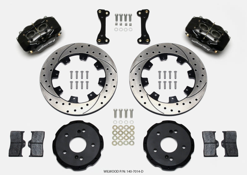 WIL Dynalite Brake Kit - Wilwood Forged Dynalite Front Hat Kit 12.19in Drilled 02-06 Acura RSX-5 Lug