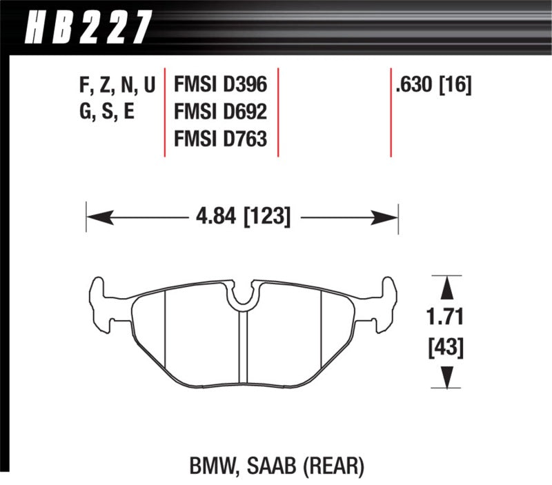 HAWK HP+ Brake Pad Sets - Hawk 95-99 BMW M3 E36 HP+ Street Rear Brake Pads