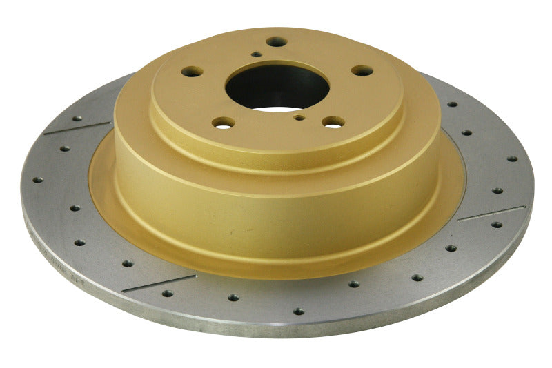 DBA Street Slot&Drill Rotors - DBA 03-06 Subaru Baja Rear Street Series Drilled & Slotted Rotor w/Gold Hat