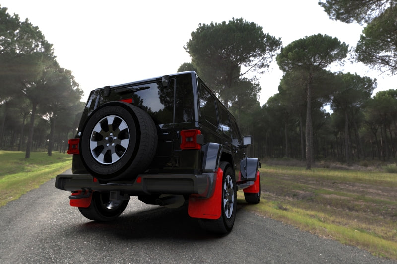 RAL UR Red Flap/Blk Logo - Rally Armor 18-25 Jeep JL Wrangler Red UR Mud Flap w/Black Logo