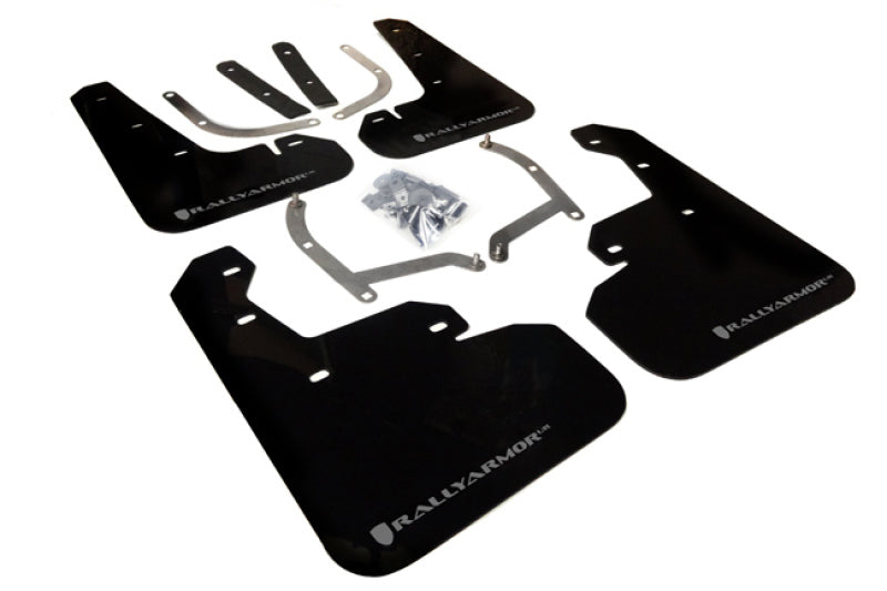 RAL Classic Blk Flap/Silv Logo - Rally Armor 17-23 Subaru Impreza 4D/5D Black UR Mud Flap w/Silver Logo