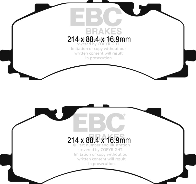 EBC Yellowstuff Brake Pad Sets - EBC 2016+ Audi Q7 3.0L Supercharged Yellowstuff Front Brake Pads