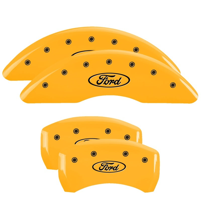 MGP Caliper Covers 4 Logo - MGP 4 Caliper Covers Engraved Front & Rear Oval Logo/Ford Yellow Finish Black Char 21-22 Ford Edge