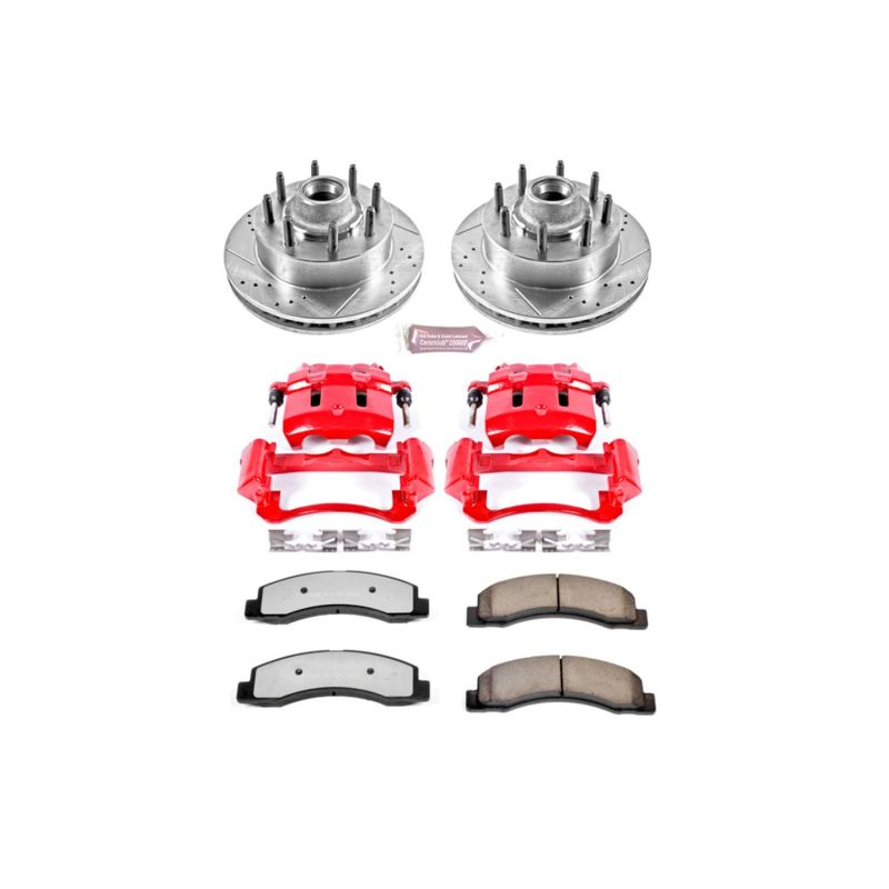 PSB Evolution Drill/Slot Rotor - Power Stop 00-02 Ford Excursion Front Z36 Truck & Tow Kit w/Cals