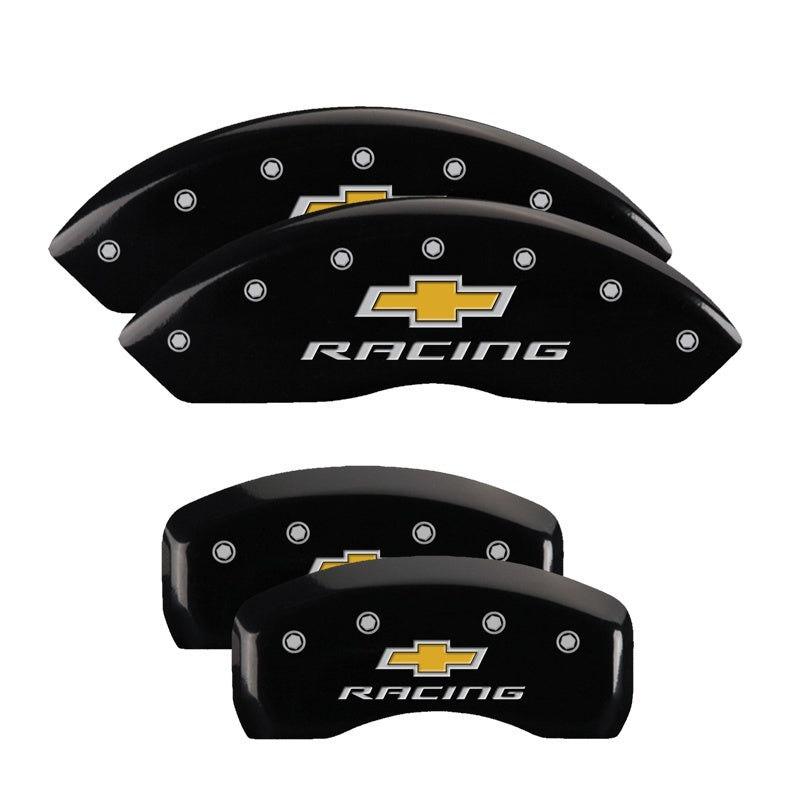 MGP Caliper Covers 4 Logo - MGP 4 Caliper Covers Engraved Front & Rear Chevy racing Black finish silver ch