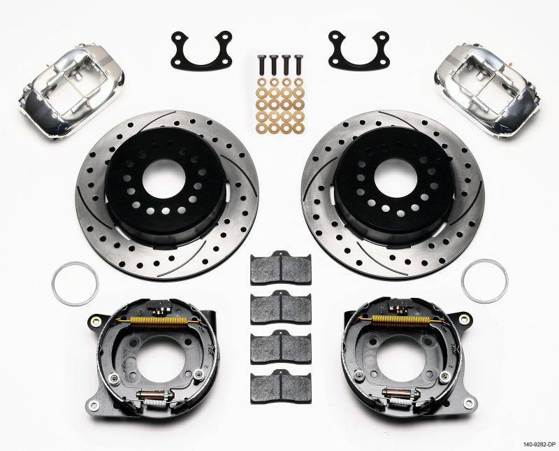 WIL Dynalite Brake Kit - Wilwood Forged Dynalite P/S Park Brake Kit Drill-Polish Small Ford 2.50in Offset