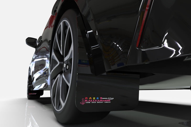 RAL BCE Black Flap / Pink Logo - Rally Armor 12-19 Ford Focus ST / 16-19 RS Black Mud Flap BCE Logo