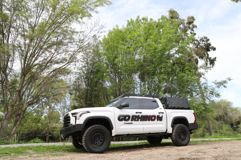 GOR RealTruck VoltStep Running Boards - Go Rhino 22-23 Toyota Tundra CrewMax Cab 4dr E-BOARD E1 Electric Running Board Kit - Tex. Blk