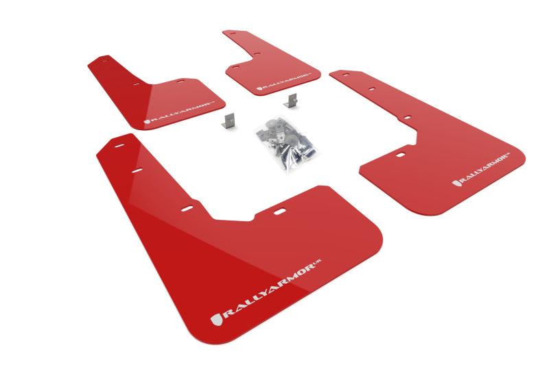 RAL UR Red Flap/Wht Logo - Rally Armor 22-25 Subaru Outback Wilderness Red Mud Flap White Logo