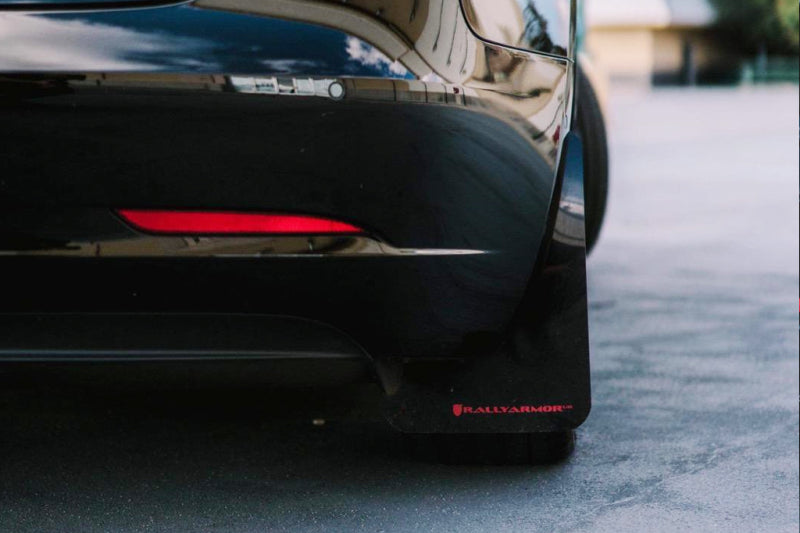 RAL UR Blk Flap/Dark Grey Logo - Rally Armor 17-23 Tesla Model 3 Black UR Mud Flap w/Dark Grey Logo