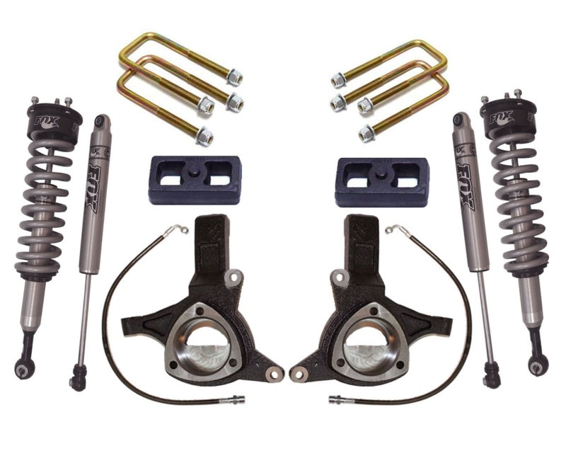 MXT Coilover - FOX 2.0 Perf - MaxTrac 07-16 GM C1500 2WD w/Cast Steel Susp. 6in/3in Spindle Lift Kit w/FOX Shocks
