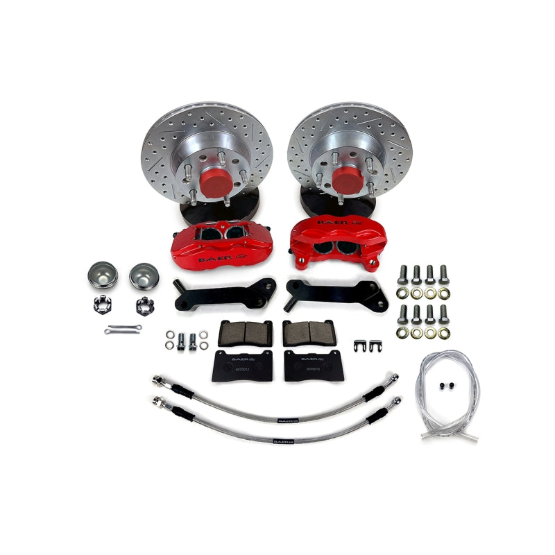 BAE SS4 Brake Kits - Baer Brakes 71-73 Ford Mustang 11in SS4 Int Hub Front SDZ Brake Kit - Red