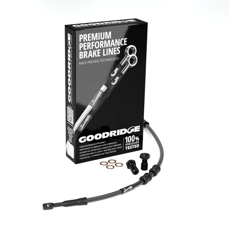 GR Powersports SS Brake Line Kits - Goodridge 2008 HD FLHT/FLHTC/FLHTCU/FLHX (w/ABS) +10in Black Brake Line Kit w/Black Fittings