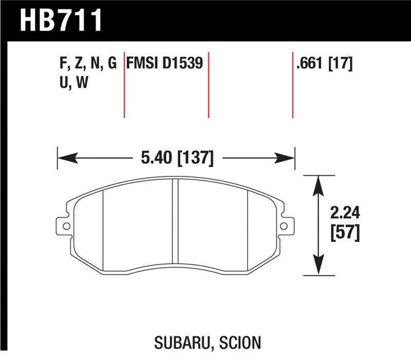 HAWK HP+ Brake Pad Sets - Hawk 13 Subaru BRZ / 13 Scion FR-S HP Plus Front Street Brake Pads