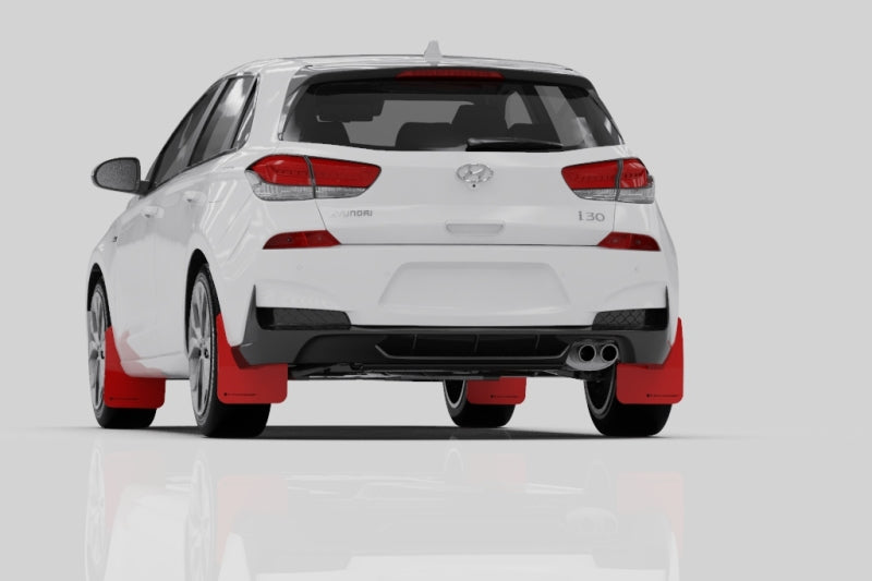 RAL UR Blk Flap/Grey Logo - Rally Armor 19-21 Hyundai Elantra GT N Line/i30 Black UR Mud Flap w/Grey Logo