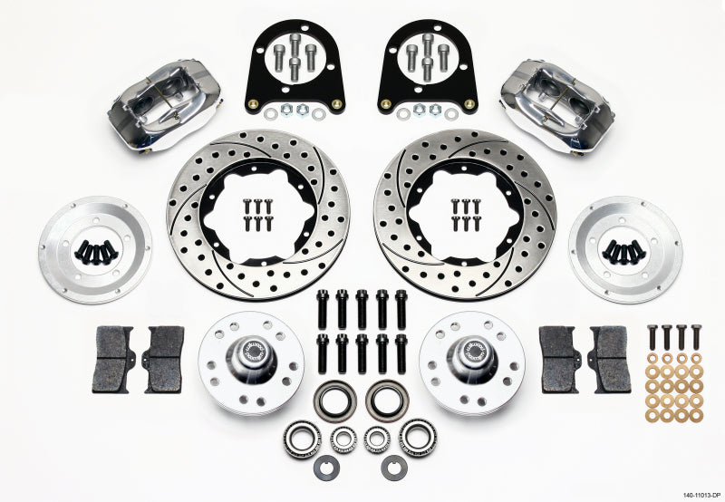 WIL Dynalite Brake Kit - Wilwood Forged Dynalite Front Kit 11.00in Drill-Polished 37-48 Ford Psgr. Car Spindle