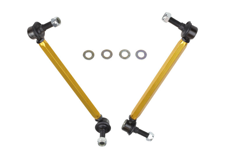 WL Sway Bar Links - Whiteline 05+ Mustang Coupe 8cyl (Inc Shelby GT/ GT500) Front Swaybar Link Kit H/Duty Adj Steel Ball