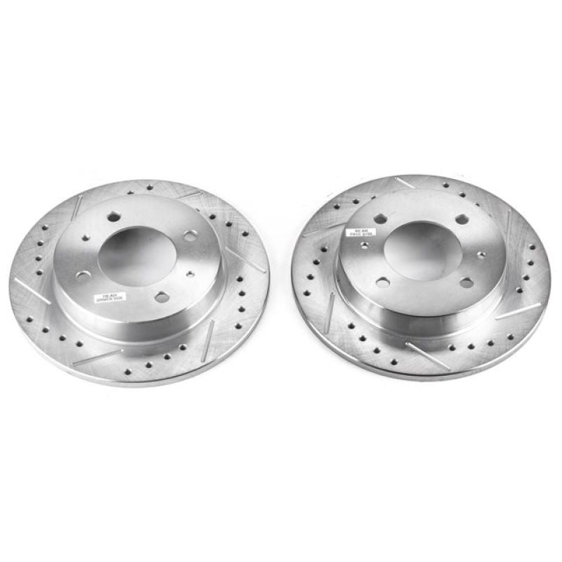 PSB Evolution Drill/Slot Rotor - Power Stop 97-06 Hyundai Elantra Rear Evolution Drilled & Slotted Rotors - Pair