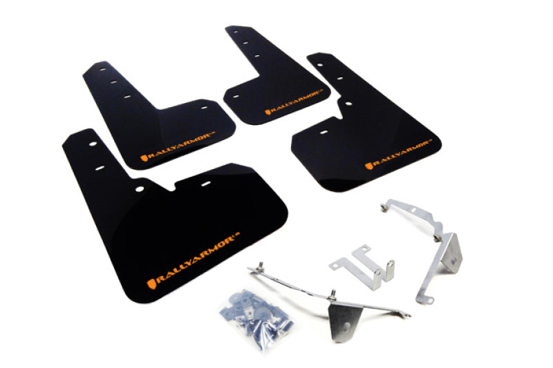 RAL UR Blk Flap/Orange Logo - Rally Armor 13-17 Subaru Crosstrek XV Black Mud Flap w/Orange Logo