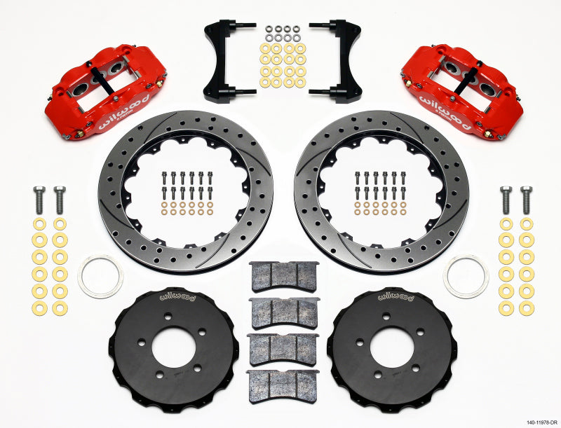 WIL Superlite Brake Kit - Wilwood Narrow Superlite 6R Front Hat Kit 12.88in Drill Red 2006-Up Civic / CRZ