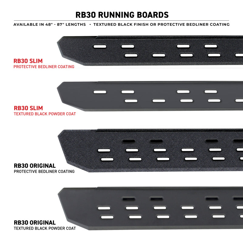 GOR RB30 Running Boards - Go Rhino RB30 Running Boards 48in. - Bedliner Coating (Boards ONLY/Req. Mounting Brackets)